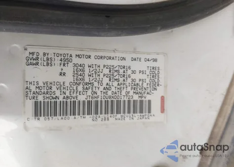 1999 Lexus Rx 300 z USA, uszkodzony, nr VIN JT6HF10U8X0017723